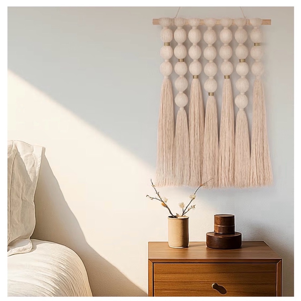 Handcrafted Cream Macrame Boho Wall Hanging - Set of 2
